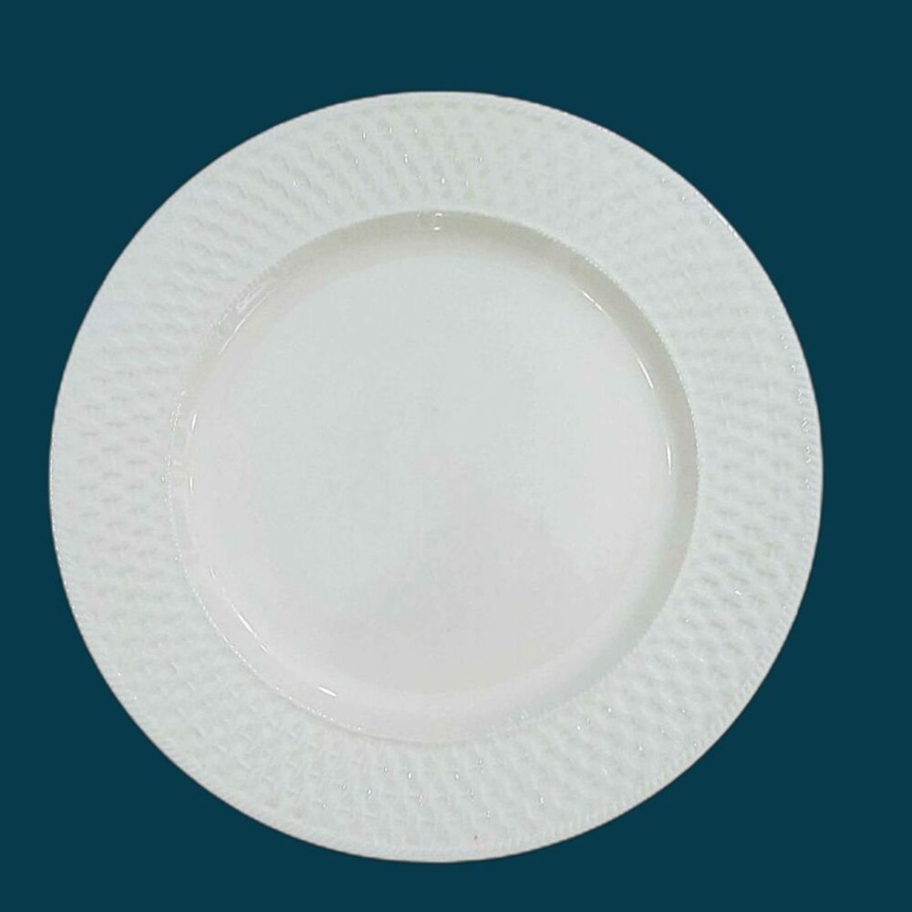 Pfaltzgraff White Basket Weave Pattern 11.25" Dinner Plates - Set of 6